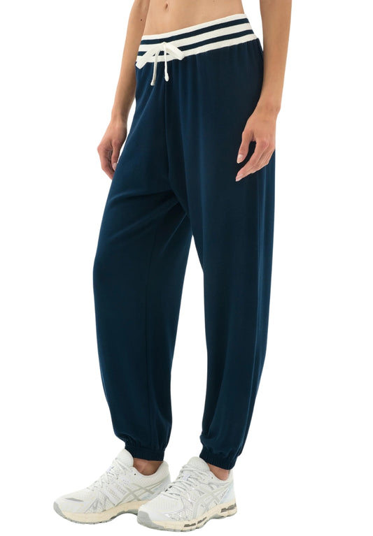 Andie Oversized Fleece Sweatpant w/ Stripe